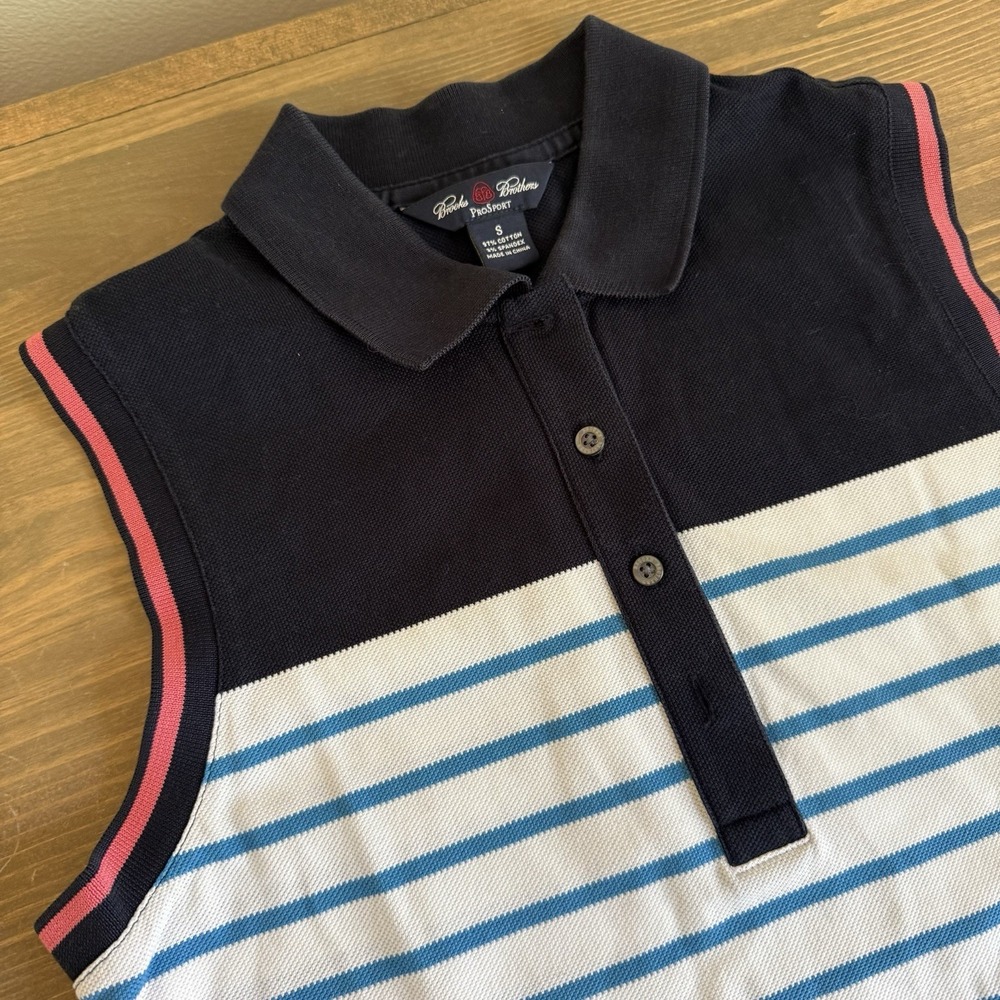Brooks Brothers Women's Small Striped ProSport Sleeveless Golf Polo Shirt Tank